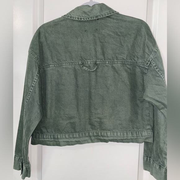 Zara Cropped Army Green Denim Jacket (XS, Fits like a S/M) - Picture 2 of 3